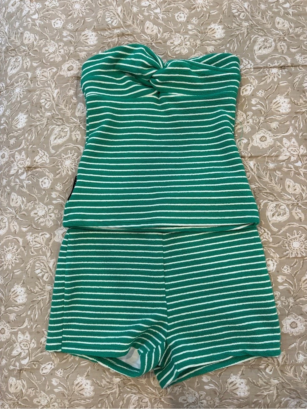 SHEIN Green & White Striped Set